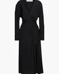 IRO Antero wrap-effect satin-jacquard midi dress - Black Black