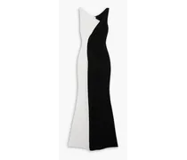Asymmetric two-tone crepe gown - Black