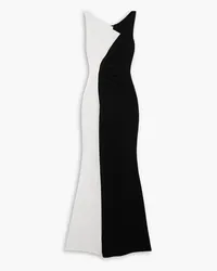 Talbot Runhof Asymmetric two-tone crepe gown - Black Black