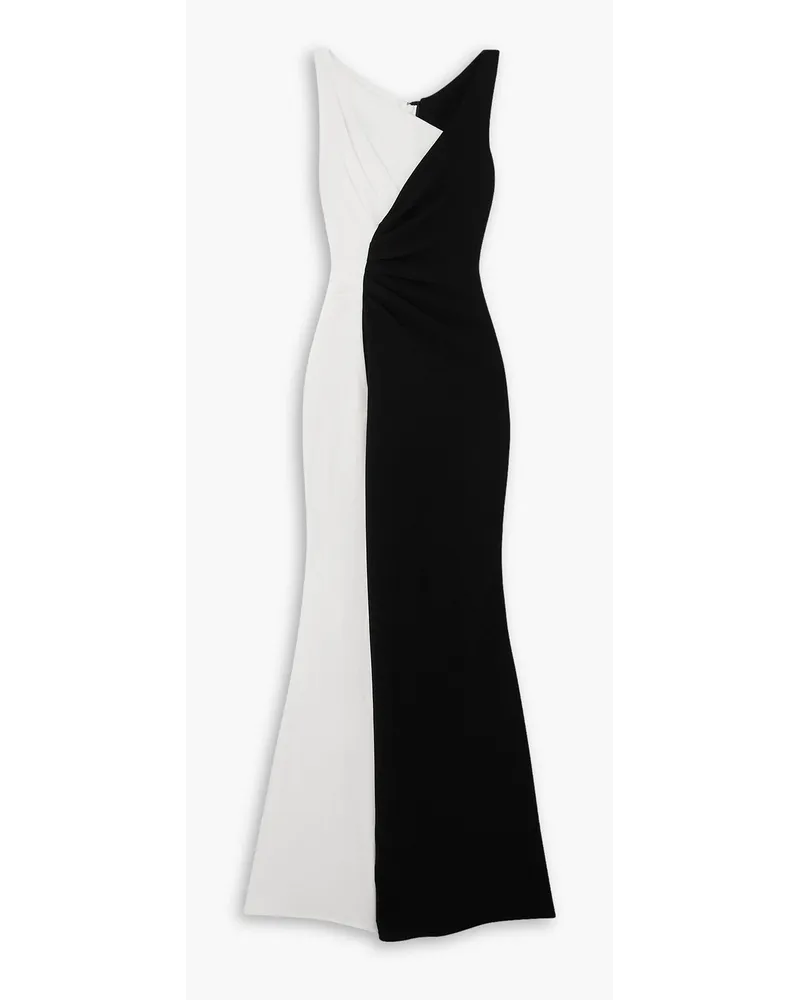 Talbot Runhof Asymmetric two-tone crepe gown - Black Black