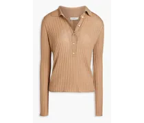 Ribbed wool polo sweater - Neutral