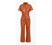 Ellie cropped leather jumpsuit - Brown