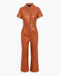 Walter Baker Ellie cropped leather jumpsuit - Brown Brown