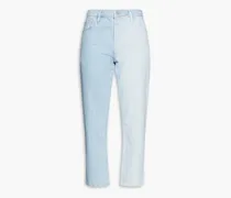 Cropped faded low-rise straight-leg jeans - Blue