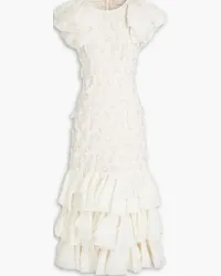 Zimmermann Tiered chiffon-paneled linen and silk-blend gown - White White