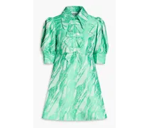 Bow-embellished jacquard mini dress - Green