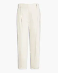 Brunello Cucinelli Cropped cotton-blend twill tapered pants - White White