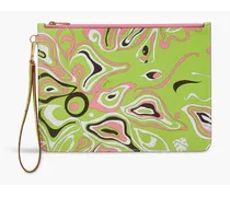 Printed leather pouch - Green