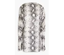 Flora open-back snake-print satin mini dress - Gray