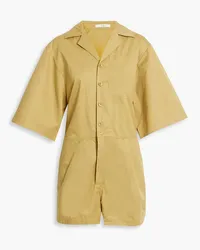 tibi Pleated cotton-poplin playsuit - Yellow Yellow