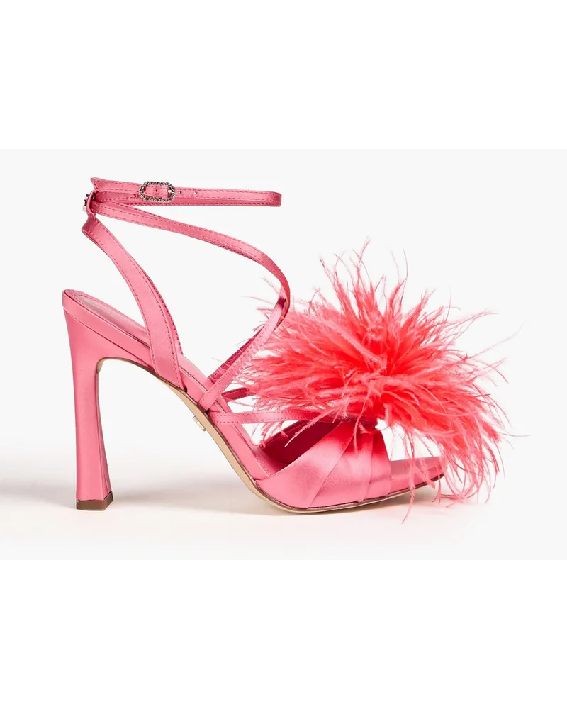 Sam Edelman Feather-embellished satin sandals - Pink Pink