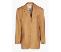 Linen-blend twill blazer - Brown