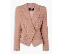 Balmain Double-breasted cotton-blend bouclé blazer - Pink Pink
