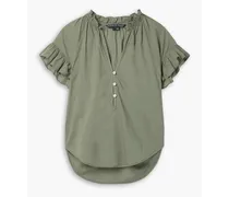 Milly ruffled cotton-voile top - Green