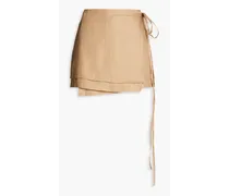 Layered ramie-twill mini skirt - Neutral
