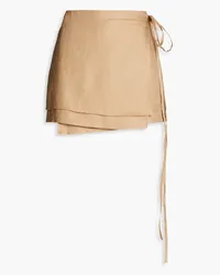 REJINA PYO Layered ramie-twill mini skirt - Neutral Neutral