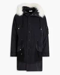 John Elliott + Co Faux fur-trimmed denim hooded parka - Black Black