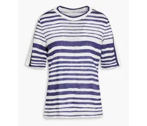 Striped linen-jersey T-shirt - Blue