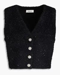 Sandro Sequin-emellished tinsel vest - Black Black