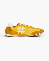 Tory Burch Leather-trimmed suede sneakers - Yellow Yellow