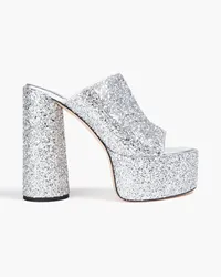 WANDLER Glittered leather platform mules - Metallic Metallic