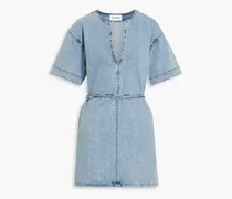 Belted denim mini dress - Blue