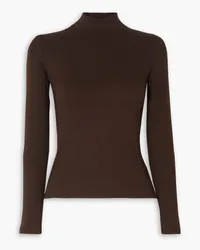 Vince Ribbed stretch-modal jersey top - Brown Brown