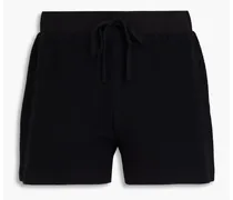 Waffle-knit cotton and cashmere-blend shorts - Black