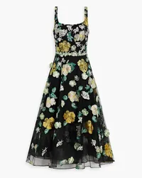 Marchesa Embellished tulle midi dress - Black Black