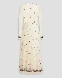 RED Valentino Embroidered tulle midi dress - White White