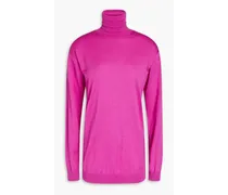 Embroidered cashmere and silk-blend turtleneck sweater - Pink