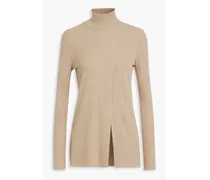 Ribbed TENCEL™-blend turtleneck sweater - Neutral