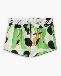 AZ FACTORY Printed mulberry silk-twill pajama shorts - Green Green