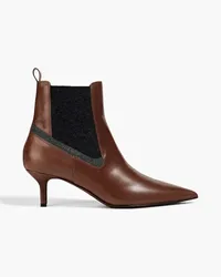 Brunello Cucinelli Bead-embellished leather ankle boots - Brown Brown