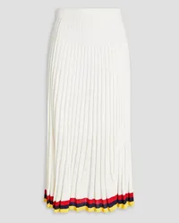 Zimmermann Striped ribbed-knit midi skirt - White White