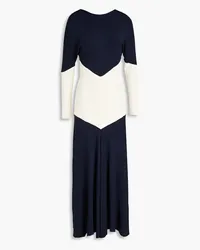 Victoria Beckham Two-tone ribbed jersey midi dress - Blue Blue