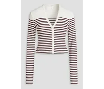Striped knitted cardigan - White