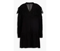Guipure lace-trimmed crepon mini dress - Black