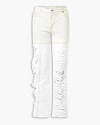 Peter Do Distressed high-rise straight-leg jeans - White White