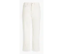 Cropped high-rise straight-leg jeans - White