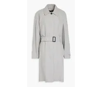 Belted cupro-blend twill coat - Gray