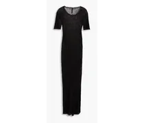 Ribbed linen and silk-blend maxi dress - Black