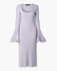 Proenza Schouler Ruffled ribbed-knit midi dress - Purple Purple