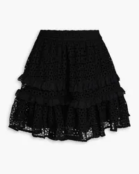 Aje. Lita ruffled broderie anglaise cotton mini skirt - Black Black