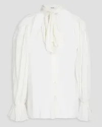 Sandro Pussy-bow crepe de chine blouse - White White