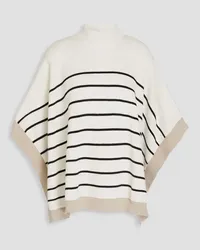 Brunello Cucinelli Striped ribbed cotton poncho - White White