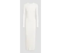Layered ribbed merino wool-blend midi dress - White