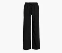 Satin-jacquard straight-leg pants - Black