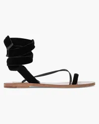 Valentino Garavani Lace-up leather-trimmed velvet sandals - Black Black