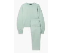 Cotton-blend fleece pajama set - Green